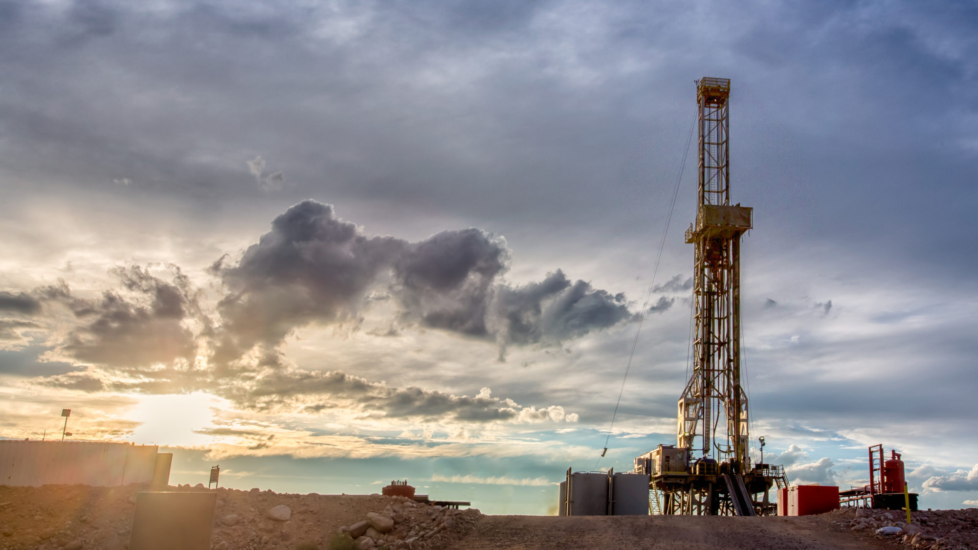 Fracking Drilling Rig at the Golden Hour Canadian Energy Centre