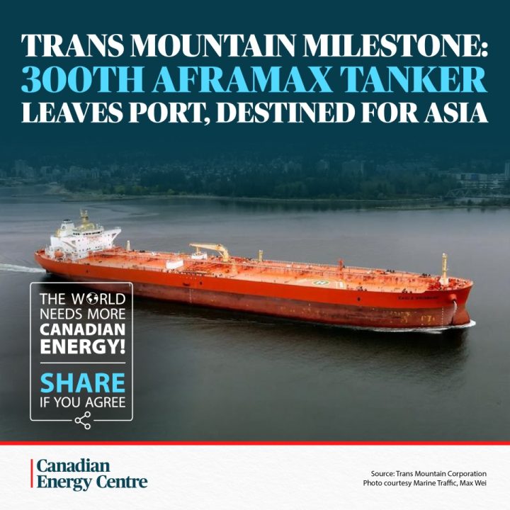 GRAPHIC: Trans Mountain Milestone – 300th Aframax tanker leaves port, destined for Asia